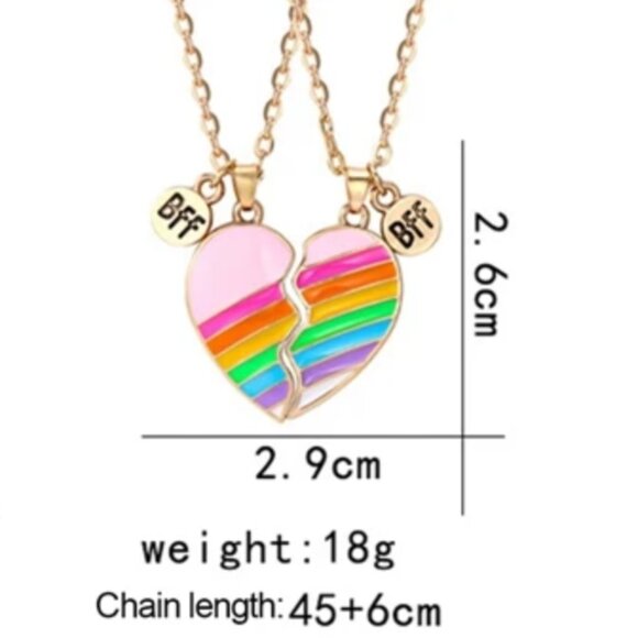 Edgy New Wave vibes in our Best Friends Necklace. Ombre Pink to Blue - Picture 2 of 4